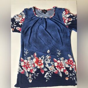 Navy Floral Women's Blouse